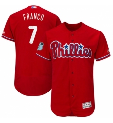 Men's Majestic Philadelphia Phillies #7 Maikel Franco Scarlet 2017 Spring Training Authentic Flex Base Collection MLB Jersey