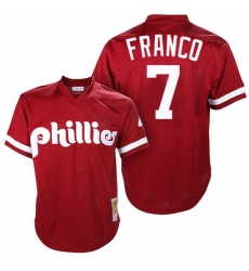 Men's Mitchell and Ness Philadelphia Phillies #7 Maikel Franco Replica Red Throwback MLB Jersey