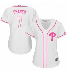 Women's Majestic Philadelphia Phillies #7 Maikel Franco Authentic White Fashion Cool Base MLB Jersey