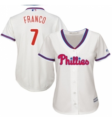 Women's Majestic Philadelphia Phillies #7 Maikel Franco Replica Cream Alternate Cool Base MLB Jersey