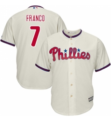 Youth Majestic Philadelphia Phillies #7 Maikel Franco Replica Cream Alternate Cool Base MLB Jersey