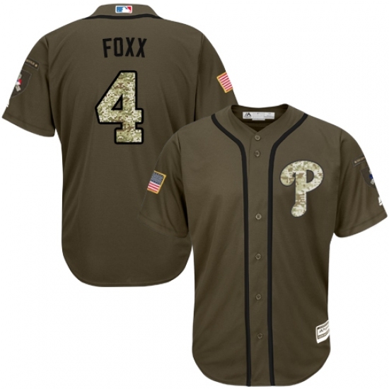 Men's Majestic Philadelphia Phillies #4 Jimmy Foxx Authentic Green Salute to Service MLB Jersey Men's Majestic Philadelphia Phillies #4 Jimmy Foxx Authentic Green Salute to Service MLB Jersey