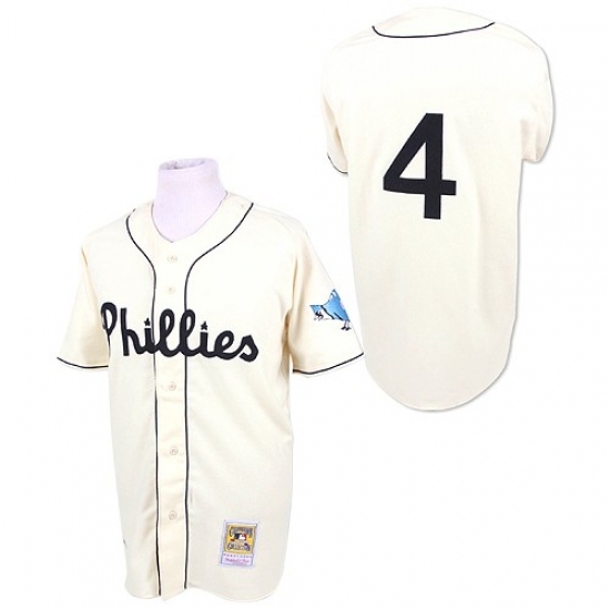 Men's Mitchell and Ness Philadelphia Phillies #4 Jimmy Foxx Replica White Throwback MLB Jersey Men's Mitchell and Ness Philadelphia Phillies #4 Jimmy Foxx Replica White Throwback MLB Jersey