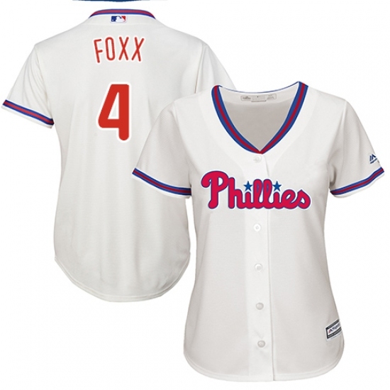 Women's Majestic Philadelphia Phillies #4 Jimmy Foxx Replica Cream Alternate Cool Base MLB Jersey Women's Majestic Philadelphia Phillies #4 Jimmy Foxx Replica Cream Alternate Cool Base MLB Jersey