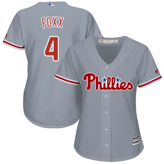 Women's Majestic Philadelphia Phillies #4 Jimmy Foxx Replica Grey Road Cool Base MLB Jersey Women's Majestic Philadelphia Phillies #4 Jimmy Foxx Replica Grey Road Cool Base MLB Jersey