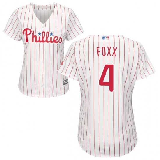 Women's Majestic Philadelphia Phillies #4 Jimmy Foxx Replica White/Red Strip Home Cool Base MLB Jersey Women's Majestic Philadelphia Phillies #4 Jimmy Foxx Replica White/Red Strip Home Cool Base MLB Jersey