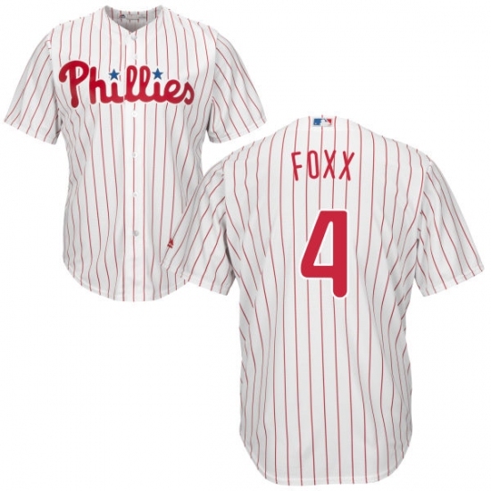 Youth Majestic Philadelphia Phillies #4 Jimmy Foxx Replica White/Red Strip Home Cool Base MLB Jersey Youth Majestic Philadelphia Phillies #4 Jimmy Foxx Replica White/Red Strip Home Cool Base MLB Jersey