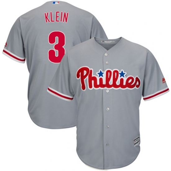 Men's Majestic Philadelphia Phillies #3 Chuck Klein Replica Grey Road Cool Base MLB Jersey Men's Majestic Philadelphia Phillies #3 Chuck Klein Replica Grey Road Cool Base MLB Jersey