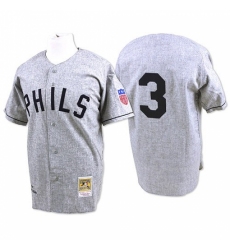 Men's Mitchell and Ness 1942 Philadelphia Phillies #3 Chuck Klein Replica Grey Throwback MLB Jersey Men's Mitchell and Ness 1942 Philadelphia Phillies #3 Chuck Klein Replica Grey Throwback MLB Jersey