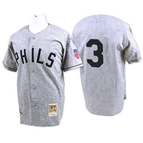 Men's Mitchell and Ness 1942 Philadelphia Phillies #3 Chuck Klein Replica Grey Throwback MLB Jersey Men's Mitchell and Ness 1942 Philadelphia Phillies #3 Chuck Klein Replica Grey Throwback MLB Jersey