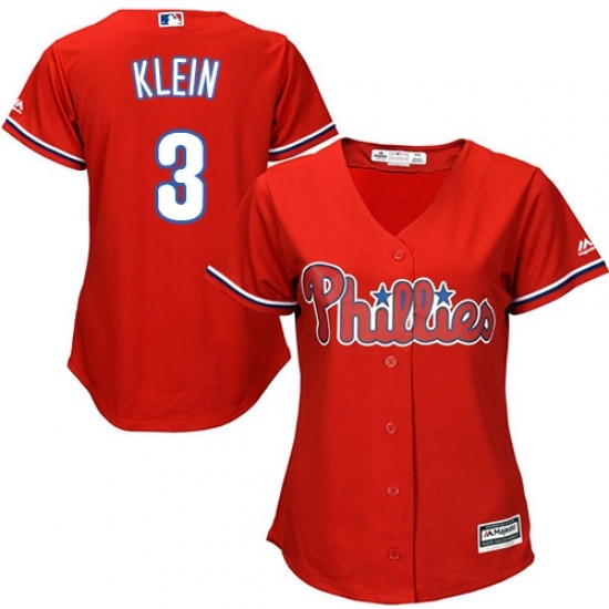 Women's Majestic Philadelphia Phillies #3 Chuck Klein Replica Red Alternate Cool Base MLB Jersey Women's Majestic Philadelphia Phillies #3 Chuck Klein Replica Red Alternate Cool Base MLB Jersey