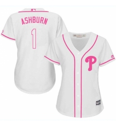 Women's Majestic Philadelphia Phillies #1 Richie Ashburn Authentic White Fashion Cool Base MLB Jersey