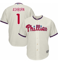 Youth Majestic Philadelphia Phillies #1 Richie Ashburn Replica Cream Alternate Cool Base MLB Jersey