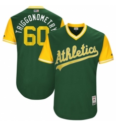 Men's Majestic Oakland Athletics #60 Andrew Triggs Green 2017 Players Weekend MLB Jersey