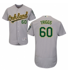 Men's Majestic Oakland Athletics #60 Andrew Triggs Grey Flexbase Authentic Collection MLB Jersey