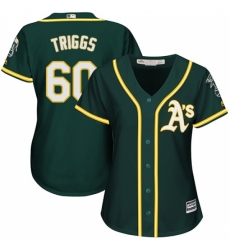 Women's Majestic Oakland Athletics #60 Andrew Triggs Authentic Green Alternate 1 Cool Base MLB Jersey