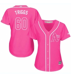 Women's Majestic Oakland Athletics #60 Andrew Triggs Replica Pink Fashion Cool Base MLB Jersey