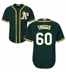 Youth Majestic Oakland Athletics #60 Andrew Triggs Replica Green Alternate 1 Cool Base MLB Jersey