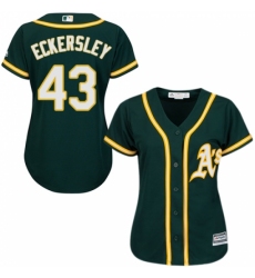 Women's Majestic Oakland Athletics #43 Dennis Eckersley Replica Green Alternate 1 Cool Base MLB Jersey