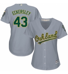 Women's Majestic Oakland Athletics #43 Dennis Eckersley Replica Grey Road Cool Base MLB Jersey