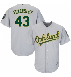Youth Majestic Oakland Athletics #43 Dennis Eckersley Replica Grey Road Cool Base MLB Jersey