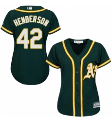 Women's Majestic Oakland Athletics #42 Dave Henderson Replica Green Alternate 1 Cool Base MLB Jersey