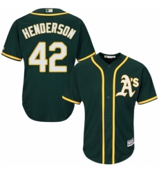 Youth Majestic Oakland Athletics #42 Dave Henderson Replica Green Alternate 1 Cool Base MLB Jersey