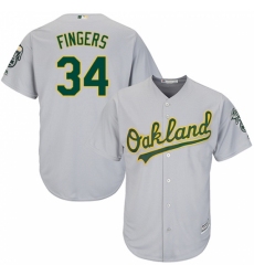 Youth Majestic Oakland Athletics #34 Rollie Fingers Replica Grey Road Cool Base MLB Jersey