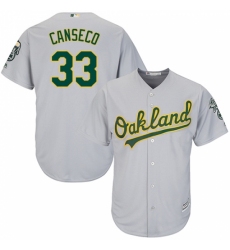 Men's Majestic Oakland Athletics #33 Jose Canseco Replica Grey Road Cool Base MLB Jersey