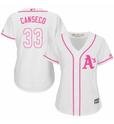 Women's Majestic Oakland Athletics #33 Jose Canseco Replica White Fashion Cool Base MLB Jersey