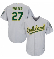 Youth Majestic Oakland Athletics #27 Catfish Hunter Authentic Grey Road Cool Base MLB Jersey