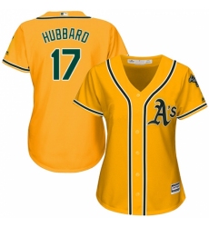 Women's Majestic Oakland Athletics #17 Glenn Hubbard Replica Gold Alternate 2 Cool Base MLB Jersey