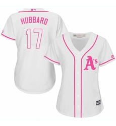 Women's Majestic Oakland Athletics #17 Glenn Hubbard Replica White Fashion Cool Base MLB Jersey