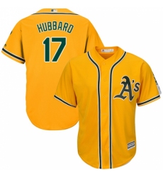 Youth Majestic Oakland Athletics #17 Glenn Hubbard Replica Gold Alternate 2 Cool Base MLB Jersey