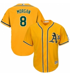 Men's Majestic Oakland Athletics #8 Joe Morgan Replica Gold Alternate 2 Cool Base MLB Jersey