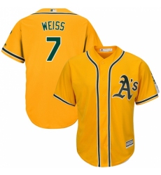 Men's Majestic Oakland Athletics #7 Walt Weiss Replica Gold Alternate 2 Cool Base MLB Jersey