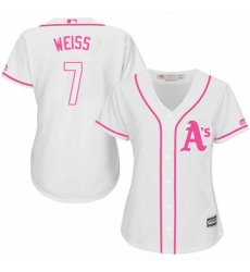 Women's Majestic Oakland Athletics #7 Walt Weiss Authentic White Fashion Cool Base MLB Jersey