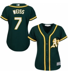 Women's Majestic Oakland Athletics #7 Walt Weiss Replica Green Alternate 1 Cool Base MLB Jersey