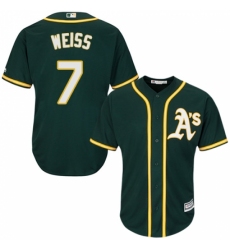 Youth Majestic Oakland Athletics #7 Walt Weiss Authentic Green Alternate 1 Cool Base MLB Jersey