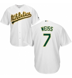 Youth Majestic Oakland Athletics #7 Walt Weiss Replica White Home Cool Base MLB Jersey