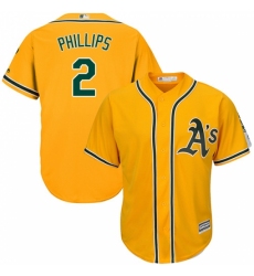 Men's Majestic Oakland Athletics #2 Tony Phillips Replica Gold Alternate 2 Cool Base MLB Jersey Men's Majestic Oakland Athletics #2 Tony Phillips Replica Gold Alternate 2 Cool Base MLB Jersey