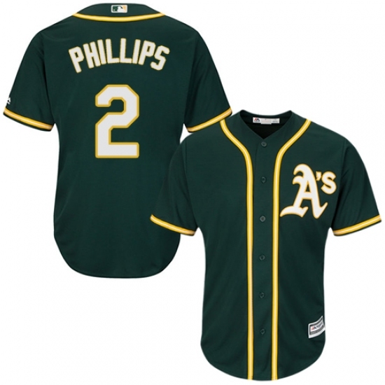 Men's Majestic Oakland Athletics #2 Tony Phillips Replica Green Alternate 1 Cool Base MLB Jersey Men's Majestic Oakland Athletics #2 Tony Phillips Replica Green Alternate 1 Cool Base MLB Jersey