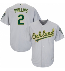 Men's Majestic Oakland Athletics #2 Tony Phillips Replica Grey Road Cool Base MLB Jersey Men's Majestic Oakland Athletics #2 Tony Phillips Replica Grey Road Cool Base MLB Jersey