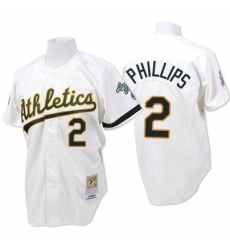 Men's Mitchell and Ness Oakland Athletics #2 Tony Phillips Replica White Throwback MLB Jersey Men's Mitchell and Ness Oakland Athletics #2 Tony Phillips Replica White Throwback MLB Jersey