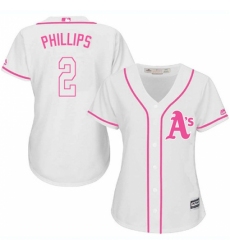 Women's Majestic Oakland Athletics #2 Tony Phillips Authentic White Fashion Cool Base MLB Jersey Women's Majestic Oakland Athletics #2 Tony Phillips Authentic White Fashion Cool Base MLB Jersey