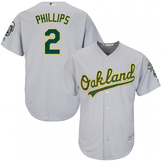 Youth Majestic Oakland Athletics #2 Tony Phillips Replica Grey Road Cool Base MLB Jersey Youth Majestic Oakland Athletics #2 Tony Phillips Replica Grey Road Cool Base MLB Jersey