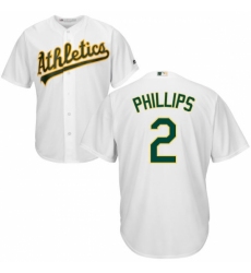 Youth Majestic Oakland Athletics #2 Tony Phillips Replica White Home Cool Base MLB Jersey