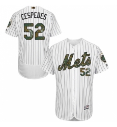 Men's Majestic New York Mets #52 Yoenis Cespedes Authentic White 2016 Memorial Day Fashion Flex Base MLB Jersey