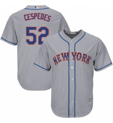 Men's Majestic New York Mets #52 Yoenis Cespedes Replica Grey Road Cool Base MLB Jersey