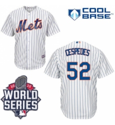 Men's Majestic New York Mets #52 Yoenis Cespedes Replica White Home Cool Base 2015 World Series MLB Jersey